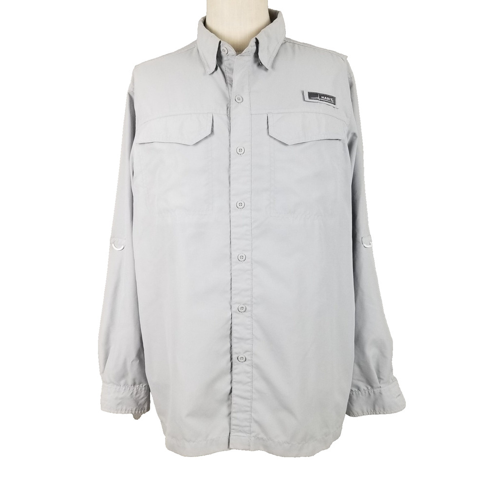 Habit Shirt Mens Large Long Sleeve Performance Solar Factor 40+ Outdoor Fishing